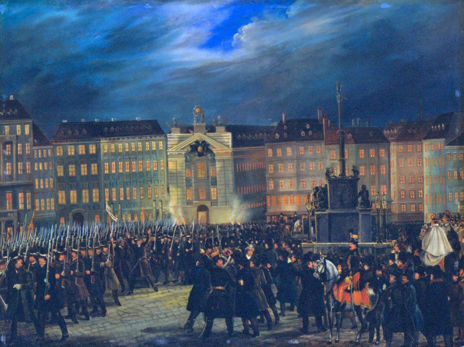 HGM_Revolution_1848_Defilée_der_Nationalgarde_auf_dem_Platz_am_Hof_in_Wien