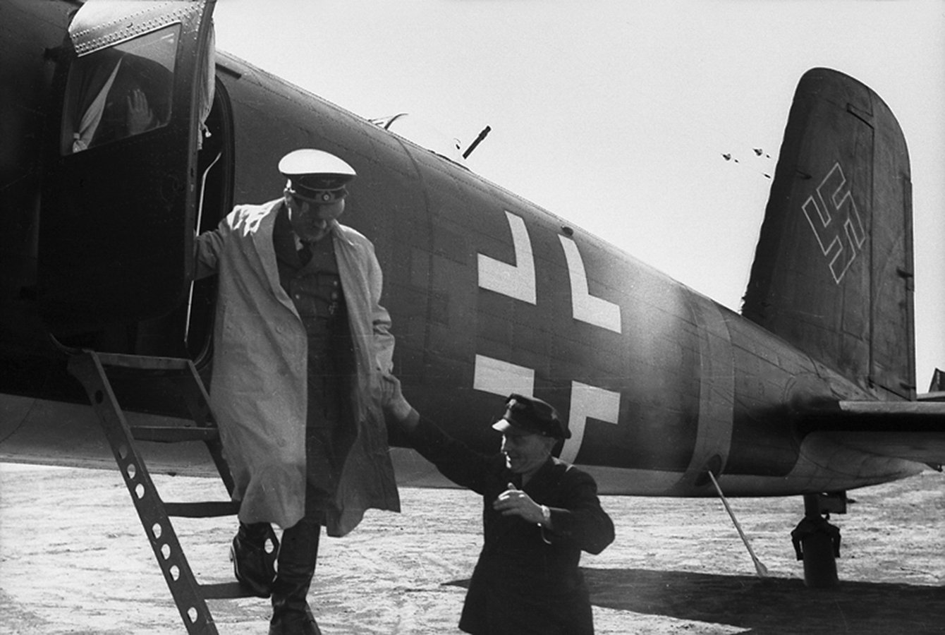 1 June 1942 Adolf Hitler leaves his Focke-Wulf Fw 200 Condor at his arrival in Poltawa, Ukraine_new-new