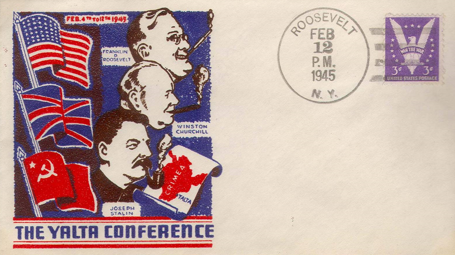 Американський конверт, присвячений Ялтинській конференції, 12 лютого 1945 року.png