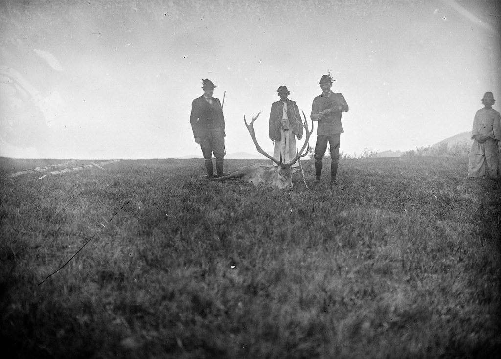Мисливці з впольованим оленем у Карпатах, 1901 рік. ÖNB Bildarchiv und Grafiksammlung
