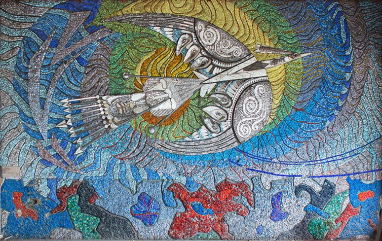 Мозаїка Алли Горської у Маріуполі, знищена внаслідок російської агресії
