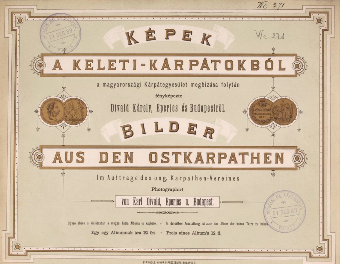 Титульний лист фотоальбому «A. Keleti Kárpátok, Die ost Karpathen».jpg